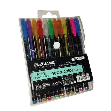 ESFERO NEON ESCARCHADO X 12 SUIXUA
