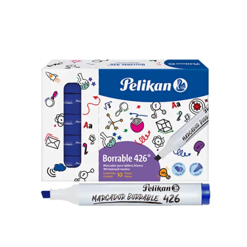 MARCADOR BORRABLE PELIKAN UNICOLOR CAJA X 10