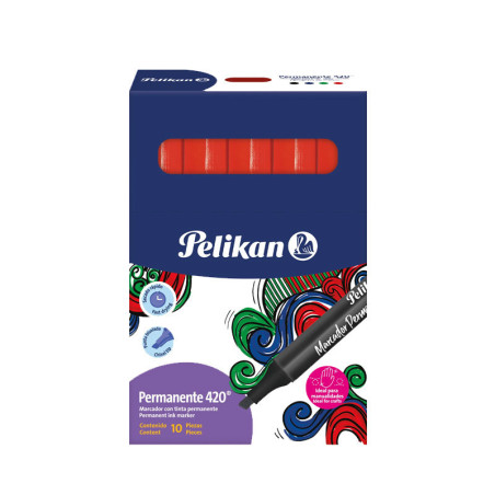 MARCADOR PERMANAENTE PELIKAN UNICOLOR CAJA X 10