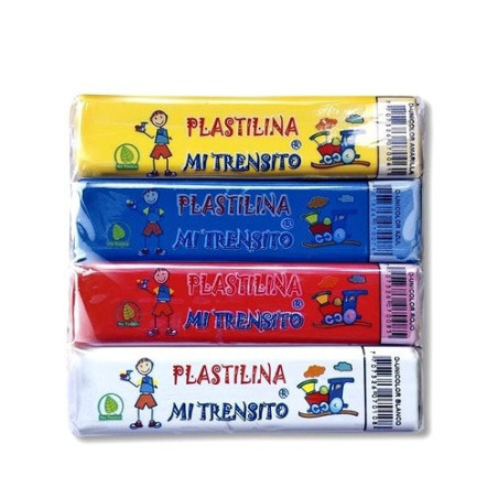 PLASTILINA EN BARRA TRENSITO PAQUETE DE 12