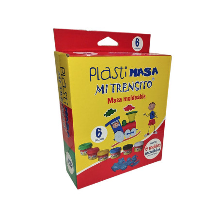 PLASTIMASA X 6 COLORES Y 6 MOLDES
