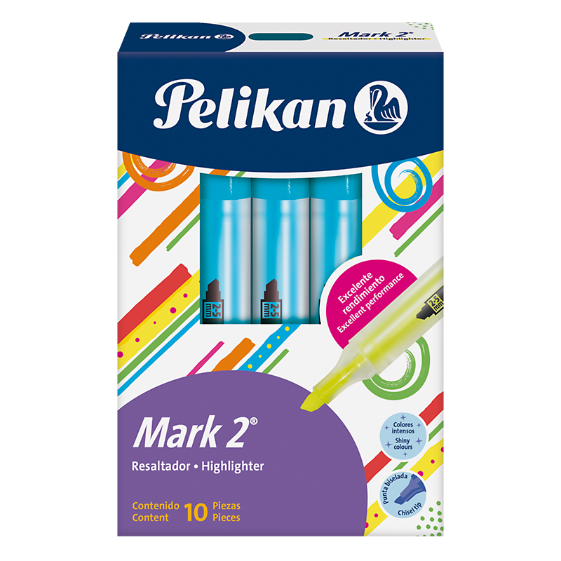 RESALTADOR PELIKAN MARK 2 AZUL CAJA X 10