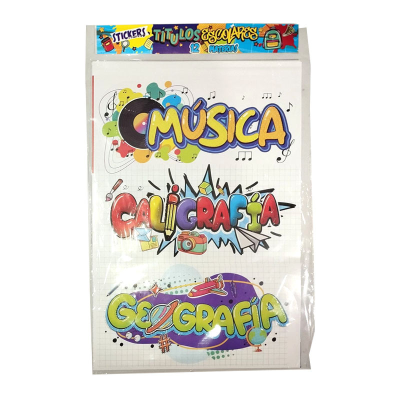 ROTULO ESCOLAR PARA CUADERNO ESPAÑOL X 12 MATERIAS