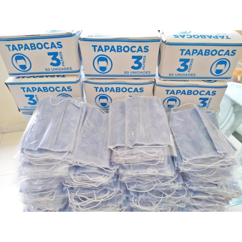 TAPABOCAS 3 FILTROS COSIDO CAJA X 50