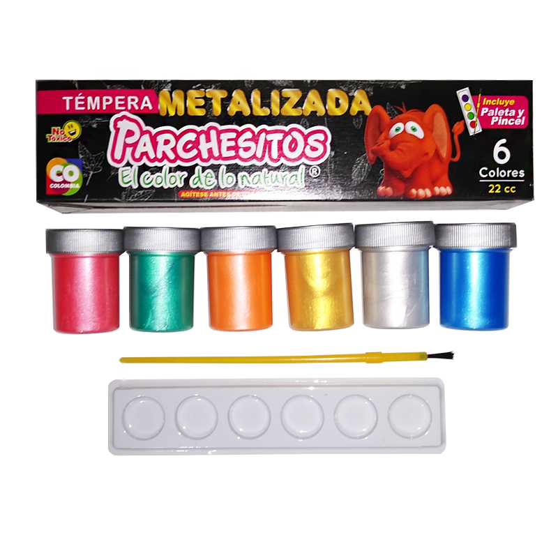 TEMPERA EN CAJA COLORES METALIZADOS