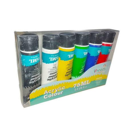 PINTURA ACRILICA 75 ML ESTUCHE DE 6 UND