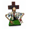 HALLO DECORACION TUMBA CON CRUZ  Y ZOMBIE 55CM CON LUZ A199