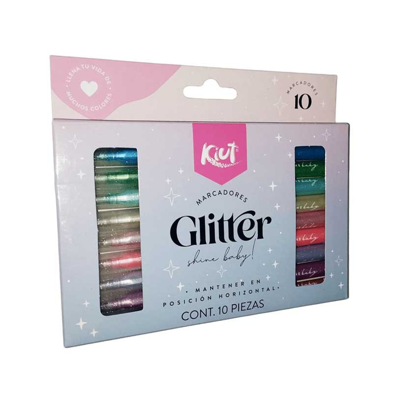 MARCADOR GLITER 10 UNIDADES KIUT